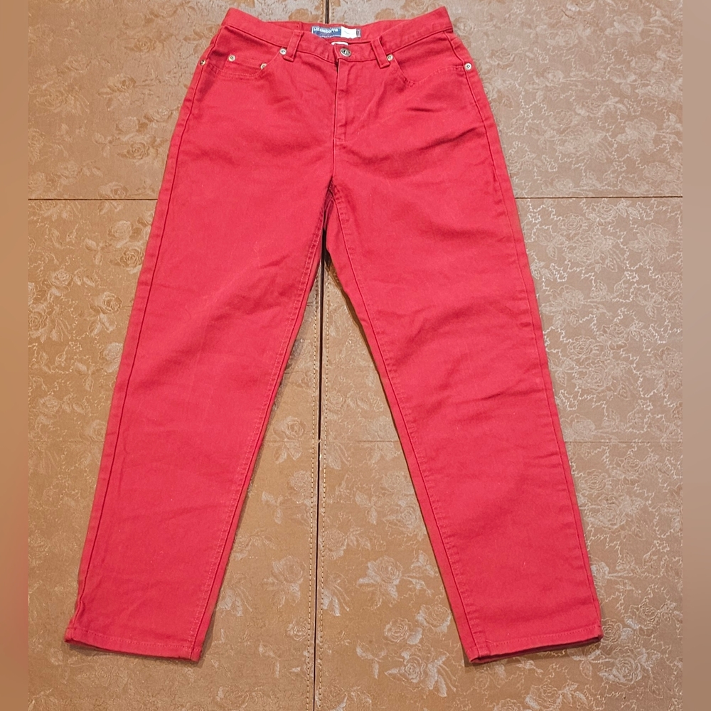 (Size-8 Petite) Liz Claiborne Classic Fit Red Jeans
